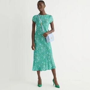 J.Crew Women's Marigold Blooms Gwyneth Cupro-blend Short-sleeve Slip Dress 8